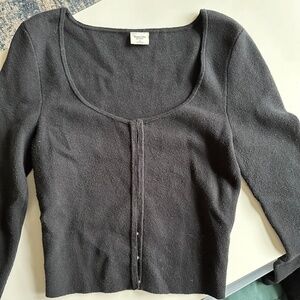 Scoop Neck Gold Buckle Cardigan